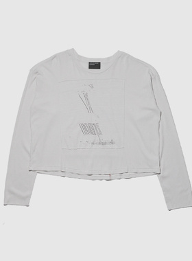 erd 25ss新款忧郁的富二代贴布画拼接长袖T恤上衣宽松休闲美式潮