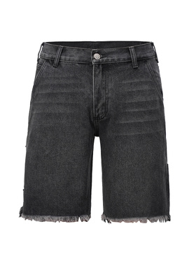 UNZEOT基础百搭破坏毛边洗水街头宽松牛仔短裤cleanfit