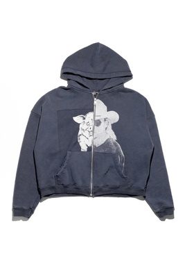 ERD忧郁的富二代24SS猪人拼接印花拉链开衫卫衣帽衫