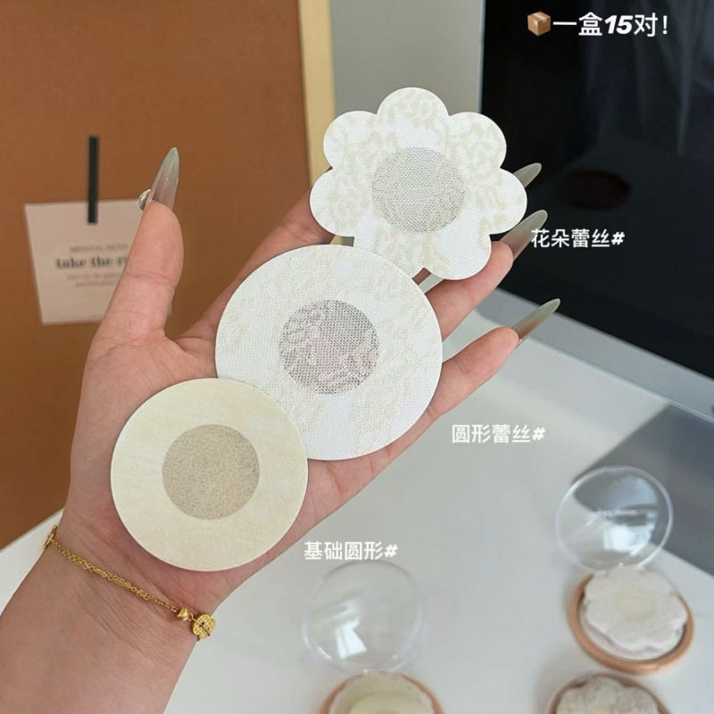 新款6010日系防走光防凸点蕾丝胸贴花朵圆形蕾丝薄款透气日抛奶盖