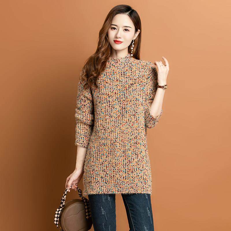 半高领加厚粗线毛衣女秋冬中长款配大衣内搭连衣裙麻花针织打底衫