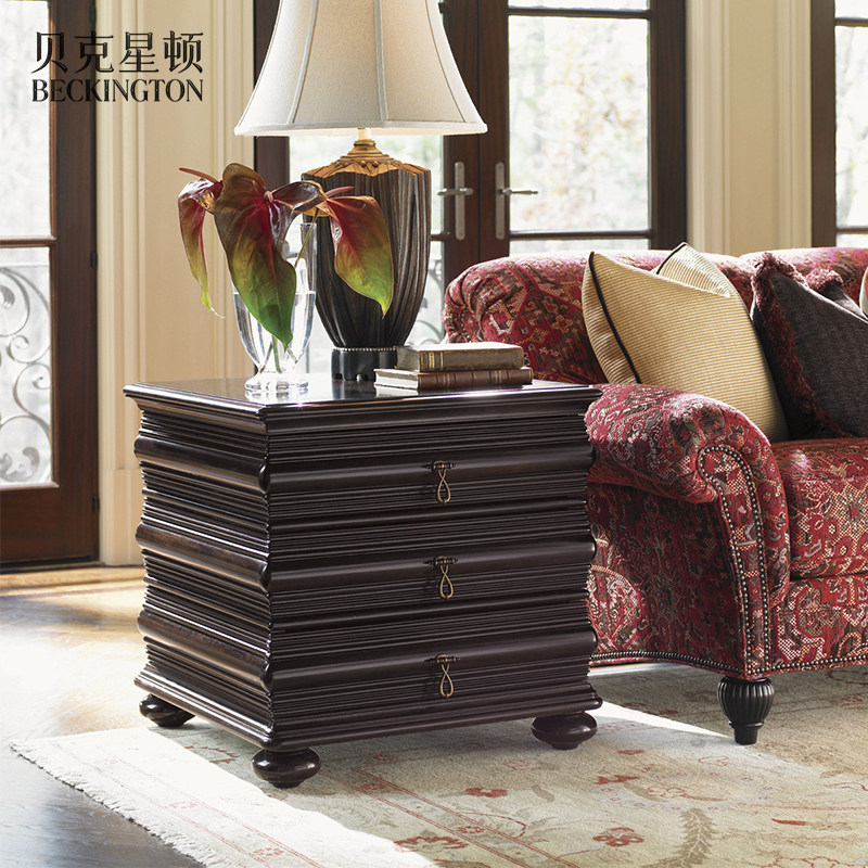 美式桃花心木千层方形边几中式古典简约角几小茶几杂志咖啡桌定制