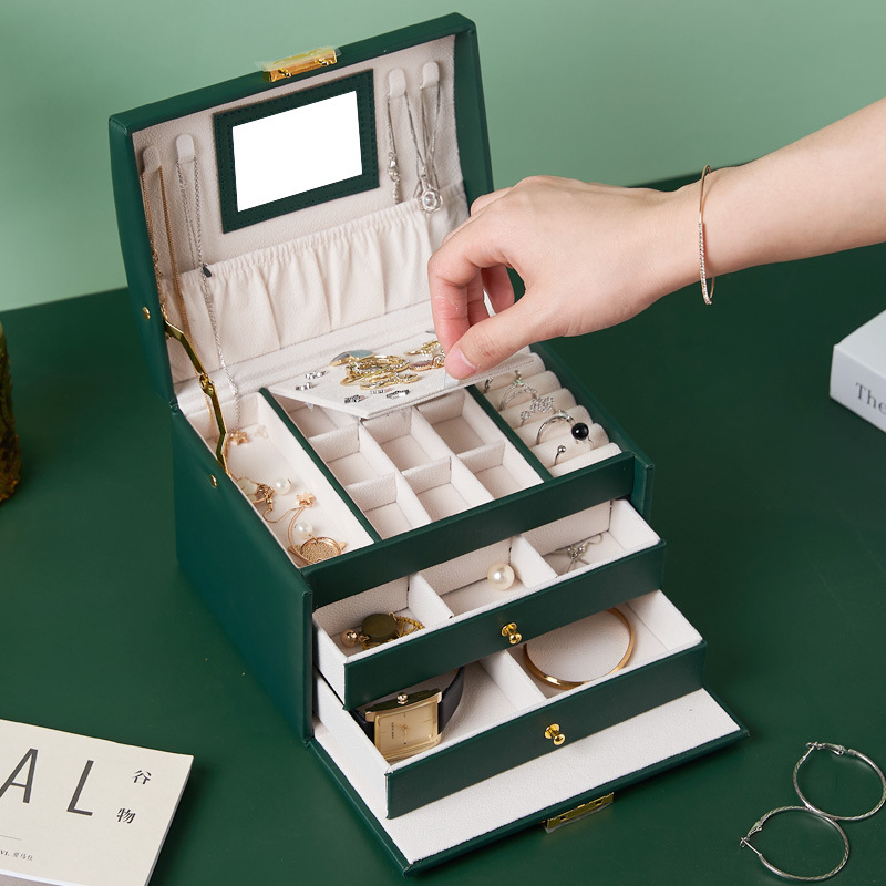 Multi layer drawer style jewelry box with large capacity