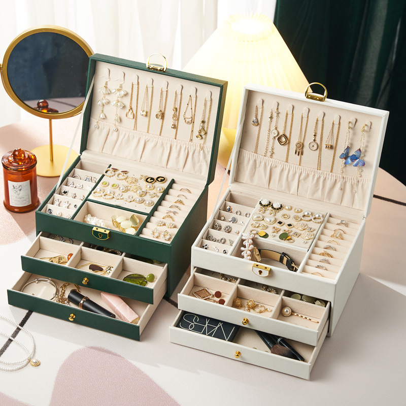 Three layer drawer style jewelry box, jewelry storage box