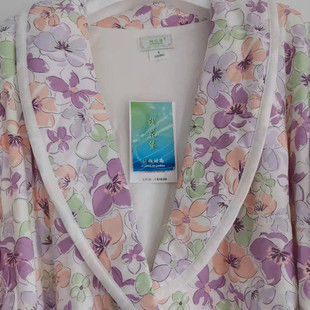 棉花堡女款冬季针织夹棉睡袍纯棉素雅浴袍加厚保暖长袍40509