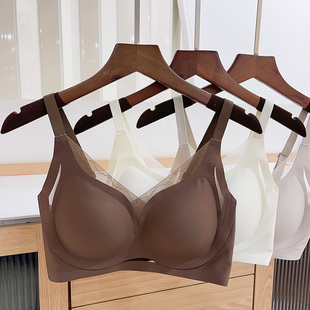 新款3358uu提拉塑形无痕内衣女性感蕾丝网纱领上托侧收聚拢文胸罩