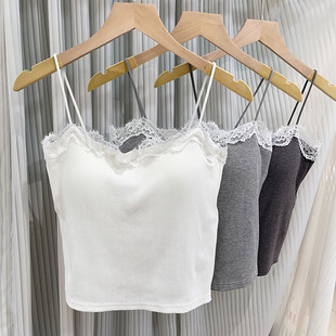 米娅林美背蕾丝吊带内搭背心女2025款螺纹打底设计感小众纯欲上衣