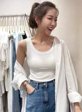 妃子纪3629网红直播百搭女士背心棉质外穿春季单件打底无袖衫内搭