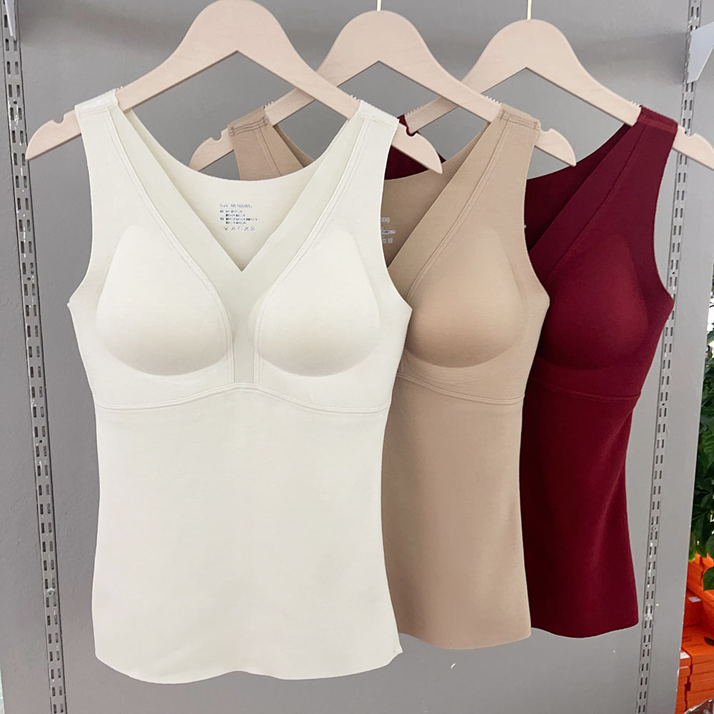 秋冬新品羊毛桑蚕丝V领保暖背心