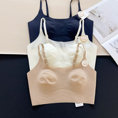 超薄隐形粉底液无痕内衣冰丝美背文胸女兔耳朵杯大胸显小抹胸吊带