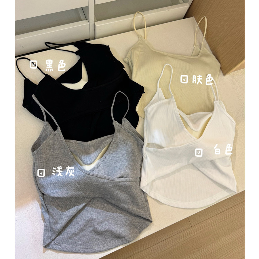 妃子纪2025女设计感交叉美背内衣辣妹外穿时尚露背带胸垫吊带背心