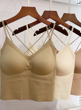 黛美芮7299无痕乳胶聚拢固定杯美背百搭吊带女交叉细肩带打底抹胸
