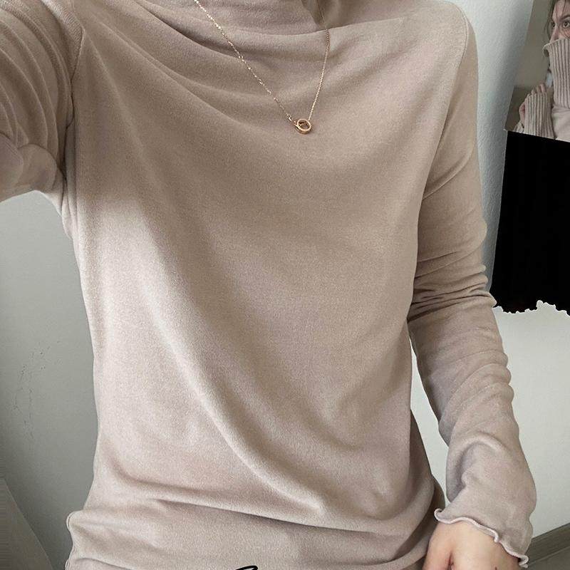 黛美芮秋冬羊毛卷木耳边保暖中高领长袖上衣女显瘦纯色发热打底衫,女士内衣/男士内衣/家居服,保暖背心,淘宝优惠券,粉丝福利购,淘宝优惠卷