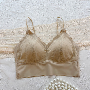 一体美背内衣乳胶杯V领裹抹胸女蕾丝性感背心式 古妃3125法式 文胸