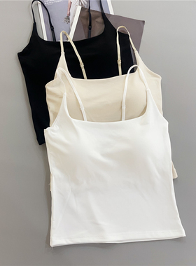 暖小艾702升级版莫代尔吊带背心女美背内衣带胸垫一体式打底上衣