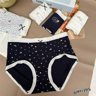 米娅米娅林甜美风中腰波点印花无痕三角短裤女抗菌舒适透气内裤头
