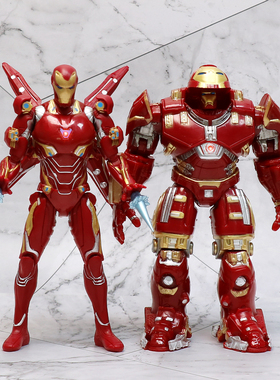 钢铁侠手办蜘蛛侠玩具反浩克装甲绿巨人发光公仔可动蛋糕摆件男孩