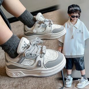 中大童皮面时尚 运动鞋 百搭休闲鞋 子儿童轻便爆款 潮 女童鞋 男童板鞋