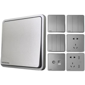 西门子开关插座睿绎弧面星辉银深灰色五孔一位空调二三带USB网插