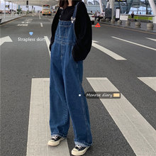 夏季2020韩版宽松学生牛仔背带裤女显瘦连体裤高腰阔腿裤长裤