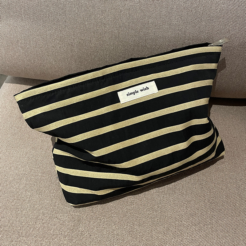 新款条纹便携大容量化妆包高级感帆布化妆品收纳包旅行洗漱收纳袋,收纳整理,化妆包,淘宝优惠券,粉丝福利购,淘宝优惠卷