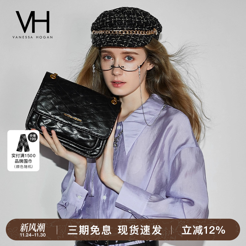 VH女包油蜡腋下包头层牛皮斜挎包