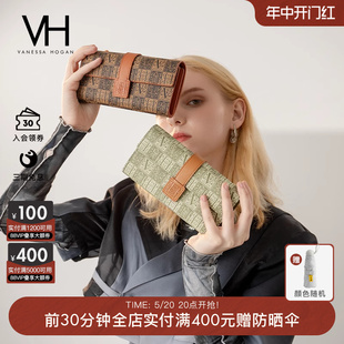 钱包气质复古老花卡包长款 VH女包个性 皮夹日常多功能实用手拿包包