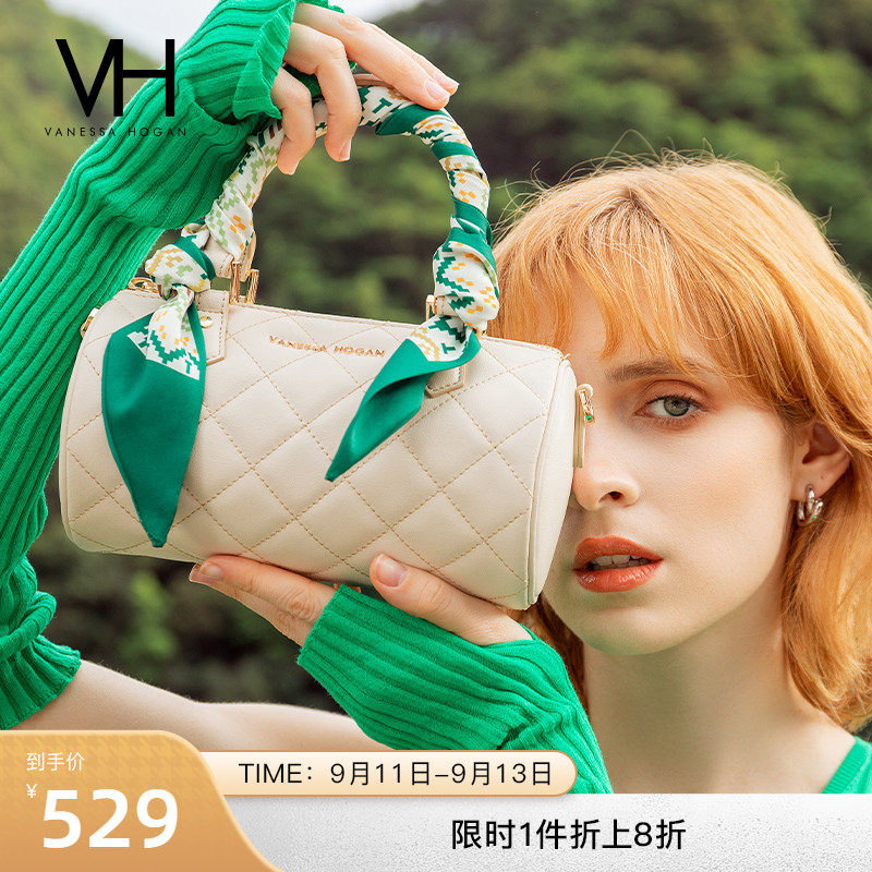 VH女包2022新款波士顿包百搭白色通勤包手提单肩包优雅秋季斜挎包