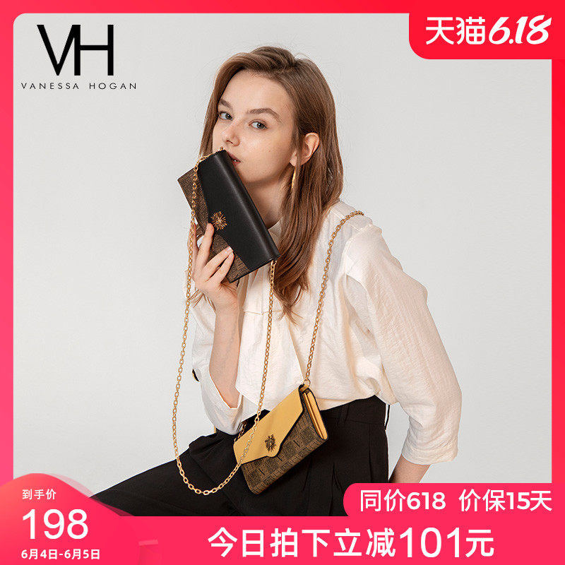 VH包包女包新款2020时尚撞色信封包复古链条百搭单肩包质感斜挎包