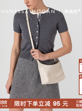 VH女包欣冉hobo小包春夏轻奢真牛皮植鞣通勤白色小包斜挎包单肩包