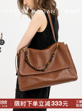 VH女包知行公文包植鞣牛皮超大号大容量出差男女同款旅行包单肩包