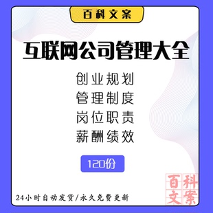 互联网网络公司创业计划员工管理制度各岗位职责薪酬绩效模板大全