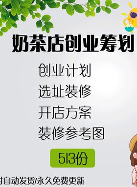 奶茶店甜品咖啡店蛋糕面包创业计划模板开店方案流程选址装修技巧