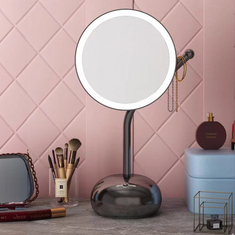 台式led灯化妆镜可旋转充电带底座梳妆台镜子便携式补光灯桌面镜