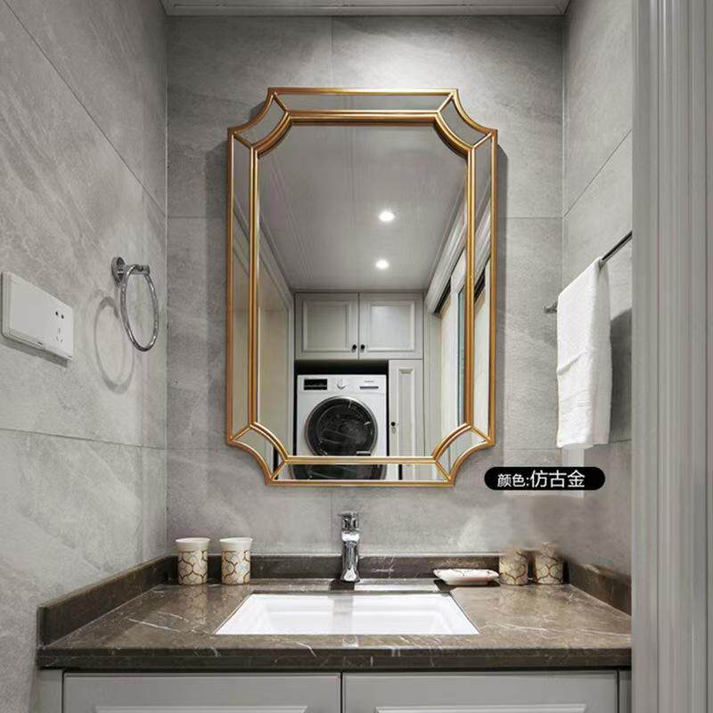 美式轻奢浴室镜壁挂卫生间梳妆镜酒店KTV装饰镜子立体卫浴镜Led灯