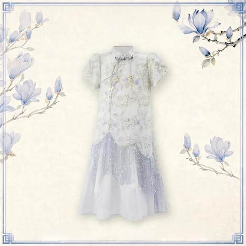 女童新中式重工流苏旗袍裙