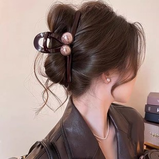 简约气质抓夹女2025新款高级感发夹大号发量多后脑勺鲨鱼夹子头饰