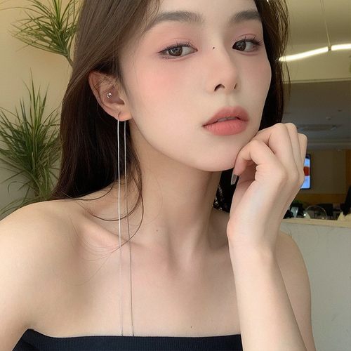 925通体纯银长款流苏耳线