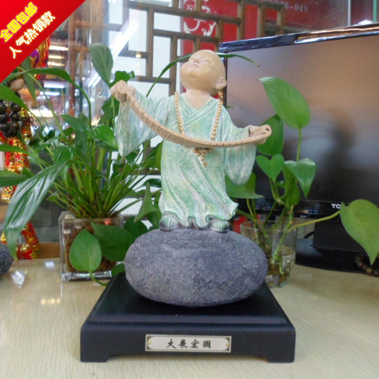 包邮台湾铁丸石一角禅小沙弥大展鸿图 工艺品石雕 石愿正品小天使