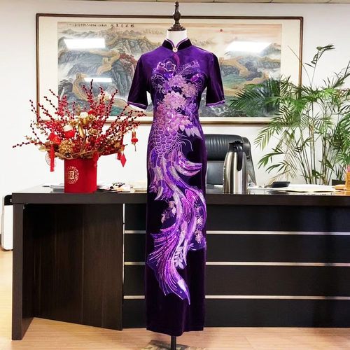 鲤鱼跳龙门 亮片刺绣花贴 刺绣花 刺绣布贴旗袍手工辅料无胶