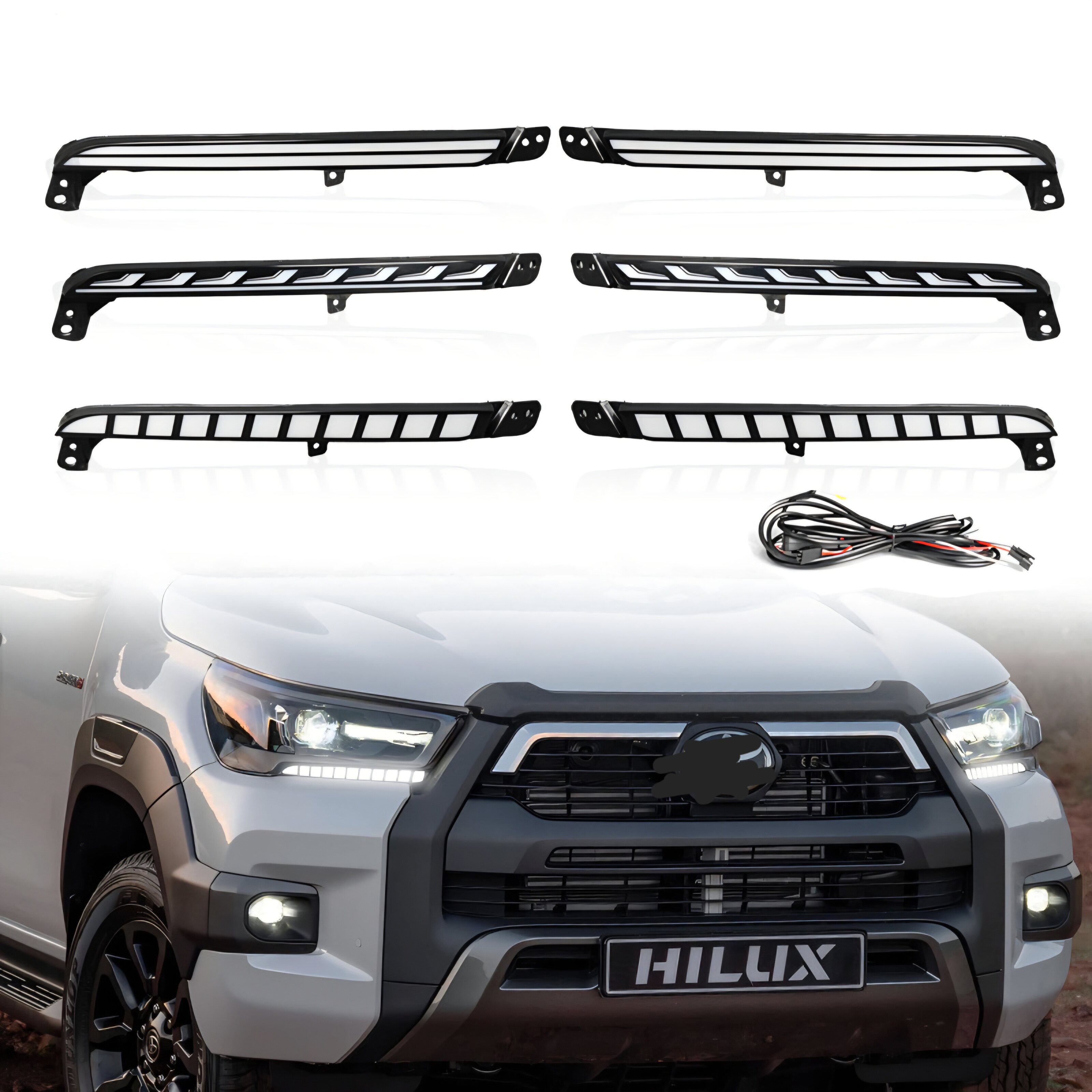 适用20-24款海拉克斯revo日行灯白光黄光流水转向Hilux Revo DRL
