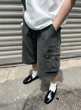 Anniehall24ss cargo middle pants水洗蜡染做旧工装复古短裤中裤