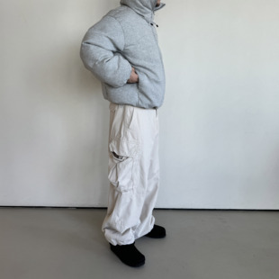 Anniehall24fw hobo风重工流浪风格做旧水洗米白色工装长裤