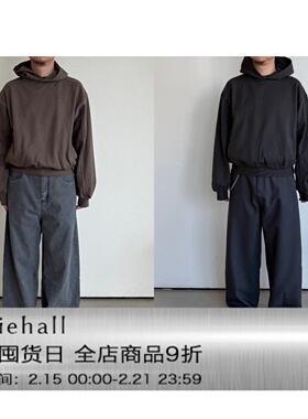 Anniehall25fw boxy hoodie裁剪基础短宽连帽卫衣水洗感廓形