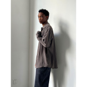 dry silk shirt金属光泽干丝廓形侧面开叉长袖 Anniehall25fw 衬衫