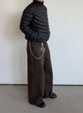 Anniehall25fw wax-dyed jeans秋冬定制水洗蜡染巧克力棕色牛仔裤