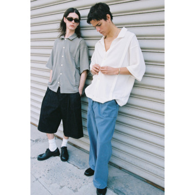 北欧风开衫格子布料短袖衬衫针织