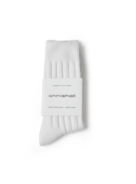 Anniehall24ss knitted woolen socks本白粗针毛线针织袜