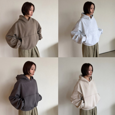 加绒加厚卫衣2.0短宽颗粒绒御寒