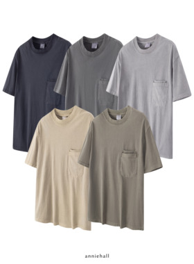 anniehall25ss vintage washed tee洗褪做旧水洗复古双袋短袖